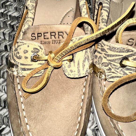 Sperry Women's Size 9 Brown Top Sider Leopard Cheetah Print Slip on Boat Shoes - Picture 2 of 10